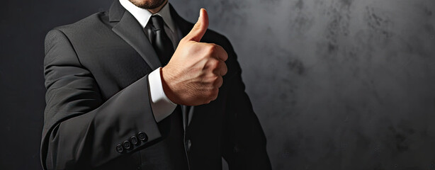 professional businessman in the business world holding thumb up, success concept,