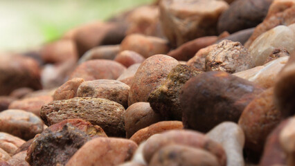 A pile of brown cobblestones