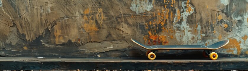 Wall Mural - Close-up of a retro skateboard with old-school graphics and colorful grip tape 1