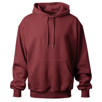Burgundy sweatshirt template. sweatshirt long sleeve with clipping path, hoody for design mockup for print, white background