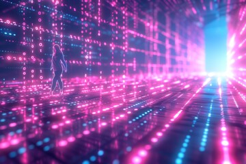 Digital Binary Technology Background created with Generative AI