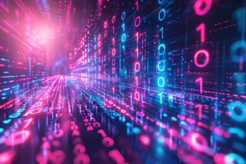 Digital Binary Technology Background created with Generative AI
