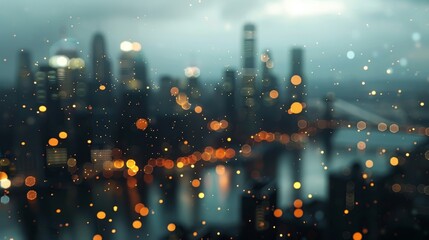 Wall Mural - abstract cityscape with bokeh lights creating a dreamy urban atmosphere, perfect for modern, artisti