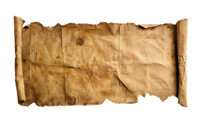 Poster - Aged parchment scroll with rough edges on transparent background