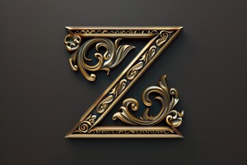 Sticker - A decorative gold letter Z with intricate design and ornate details