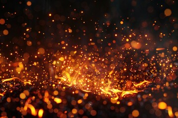 Canvas Print - A blurry image of flames and sparks, suitable for use in designs where a warm glow is needed