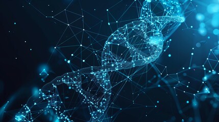 Wall Mural - abstract 3d dna molecule genetic biotechnology medical science innovation polygonal wireframe digita