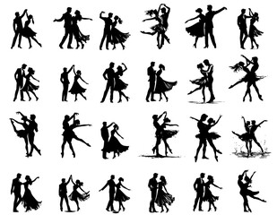 Wall Mural - dancing couple black vector decorative shape illustration graphic for laser cutting, engraving and printing