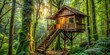 © mahat - A beautiful treehouse nestled among lush foliage in the middle of a dense forest