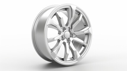 Wall Mural - Aluminum wheel image 3D high quality rendering. White picture figured alloy rim for car, tracks. Best used for Motor Show promotion or car workshop booklet or flyer design on white background