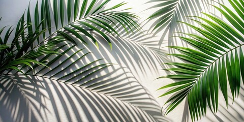 Shadows of palm leaves casting beautiful patterns on a white surface