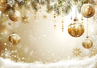 christmas background with golden balls