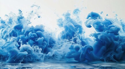 Abstract Blue Ink Swirls in Water