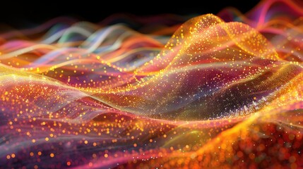 Wall Mural - Colorful particle motion blur in a digital wave