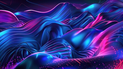 Wall Mural - Digital futuristic background with vibrant waves