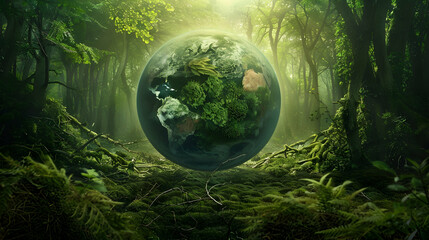 Wall Mural - transparent psd  a serene forest scene featuring a lush green tree