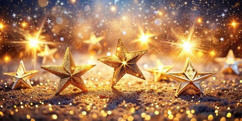 Sparkling stars glowing in a festive Christmas background with a shimmering glow effect