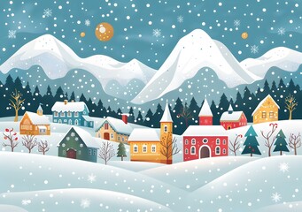 Canvas Print - Snowy Christmas Village