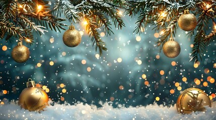 Poster - Christmas tree with golden balls