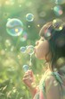 © Roman - child blowing soap bubbles  Generative AI
