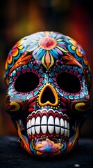 Wall Mural - Human skulls are full of colorful variations, generative ai