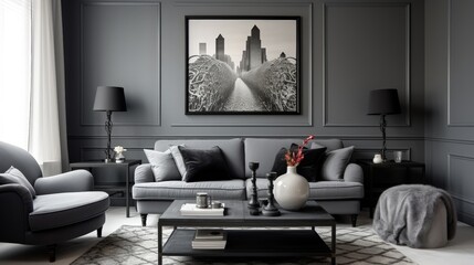Wall Mural - Stylish Gray Interior Composition