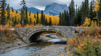 Wall Mural - Autumn - Wildlife Overpass Bridge on Trans Canada Highway in Banff National Park