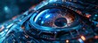 © Maxim Borbut - A robotic or bionic eye with advanced circuitry seen from very closeup.