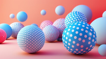 Wall Mural - A bunch of colorful balls with polka dots on them