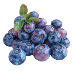 Wall Mural - A cluster of blueberries, detached from the background, completely background-free. Concept of antioxidant-rich fruit. Generative Ai.