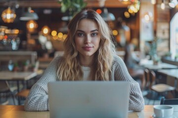 Sticker - Female using laptop at desk