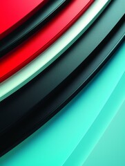 Wall Mural - Modern Abstract Background with Curved Multicolored Stripes in Red, Black, and Teal Hues Creating a Dynamic and Stylish Design