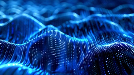 Wall Mural - abstract digital waves in blue tones, depicting data flow concept. ideal for technology and cyber th