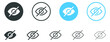 © icons gate - invisible eye hide icon, incognito icon no eye view hidden icon set. vision icon, unsee icons - eyesight symbol - sight look sign