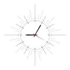 shiny analog clock concept. thin analog clock concept on white background. light and analog clock symbol