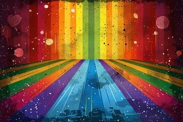 Wall Mural - abstract rainbow floor with digital effects creating a futuristic and vibrant visual experience