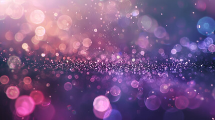 purple festive glitter background and bokeh closeup with copy space