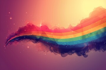 Wall Mural - flowing rainbow wave with a surreal gradient background creating a dynamic visual effect