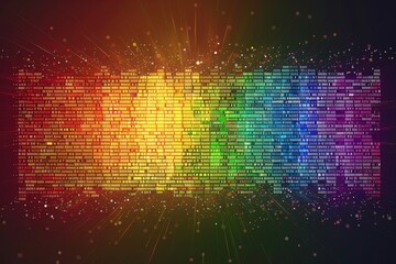 Wall Mural - digital abstract representation of a rainbow with pixelated effects creating a vibrant and modern vi