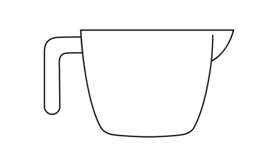 Naklejka na meble Measuring cup icon. Empty liquid container for cooking or chemical experiments isolated on white background. Vector outline illustration.