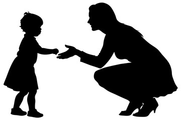 Wall Mural - Mother and her child silhouette vector illustration