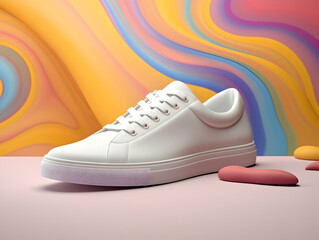 Colorful Sneakers Shoes collection, Fitness lifestyle sneakers shoe mockup, colorful and white footwear