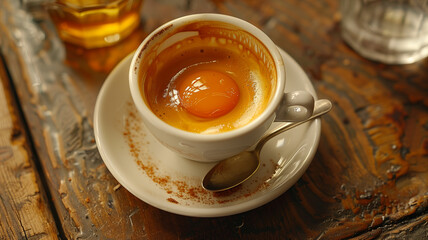 Wall Mural - Cup of coffee with cinnamon sticks on white saucer