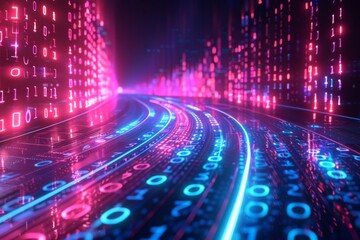 Digital Binary Technology Background created with Generative AI