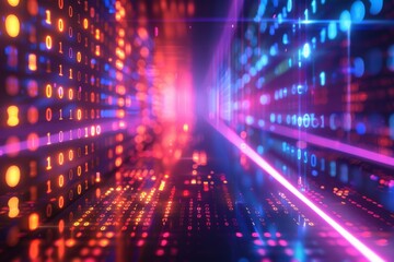 Digital Binary Technology Background created with Generative AI