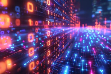 Digital Binary Technology Background created with Generative AI