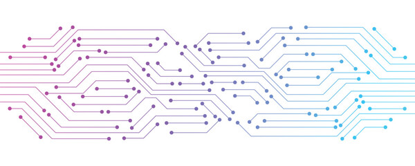 circuit board electronics digital technology banner blue. central computer processors cpu concept. m