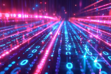 Digital Binary Technology Background created with Generative AI