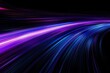© shobakhul - 3d Render, Blue purple light line through dark background, hyper speed warp in space