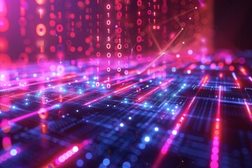 Digital Binary Technology Background created with Generative AI